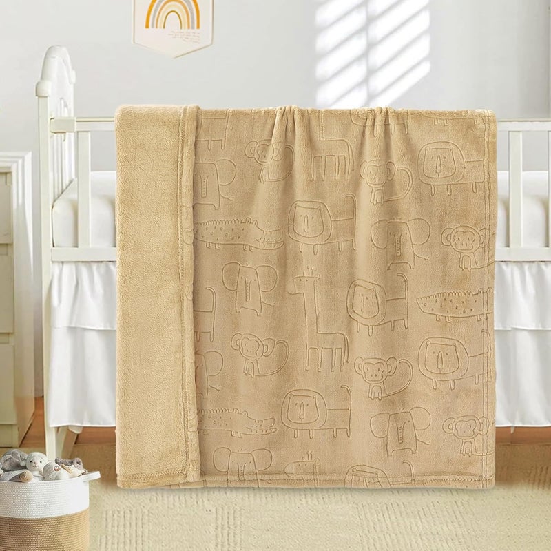 BORITAR 3D Printed Animal Baby Blanket Ultra Soft Fleece Blankets for Boys Girls, Warm and Lightweight Toddler Receiving Blanket for Crib Stroller, 30x40 Inch, Khaki - Image 4